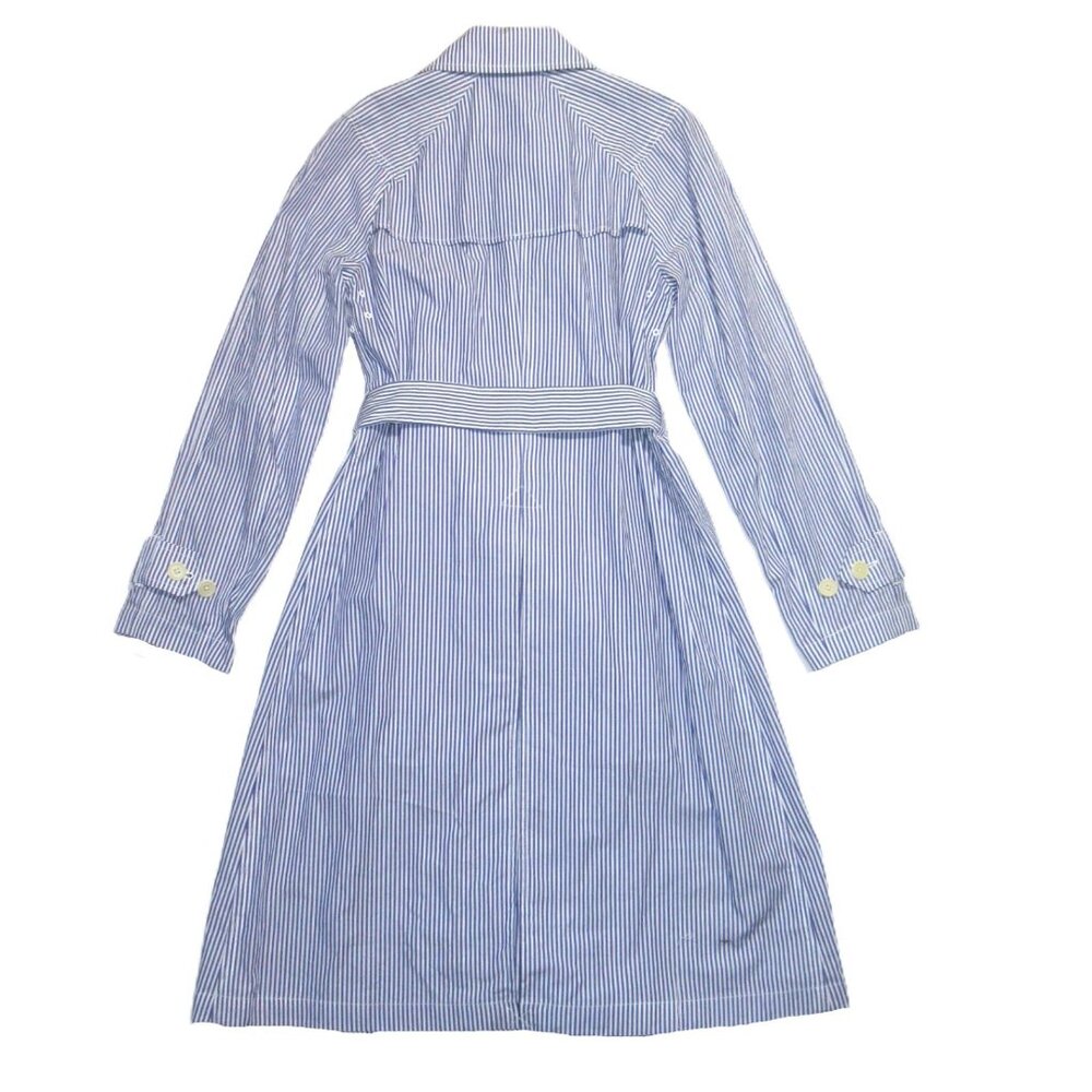 NWT J.Crew Trench Coat in Blue White Shirting Stripes Lightweight Coat 4 - Picture 7 of 7